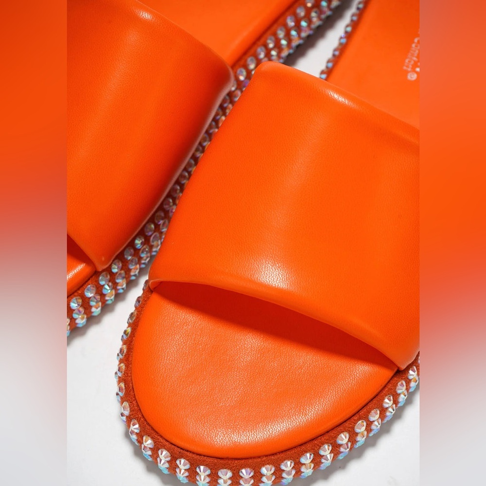 Cape Robbin Neon Orange Rhinestone Slide